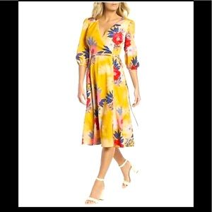Eliza J Faux Wrap Floral Print MIDI Dress.